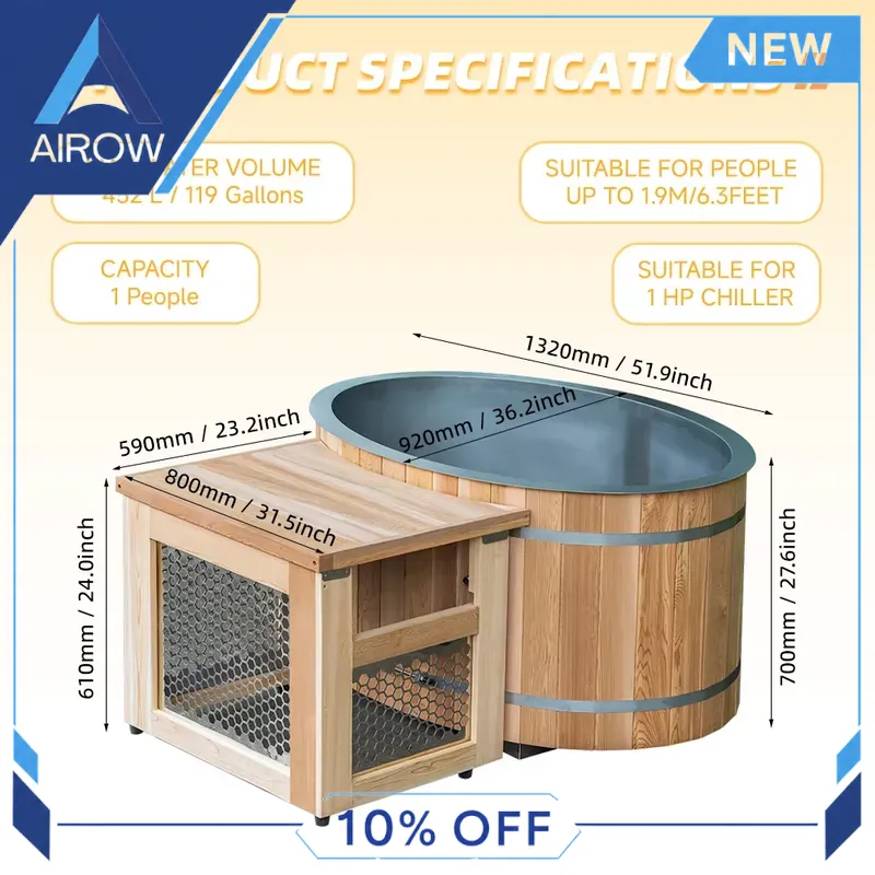 for Wood Cold Plunge Tub 1HP C - Spa Wellness Gym ulasan dan harga